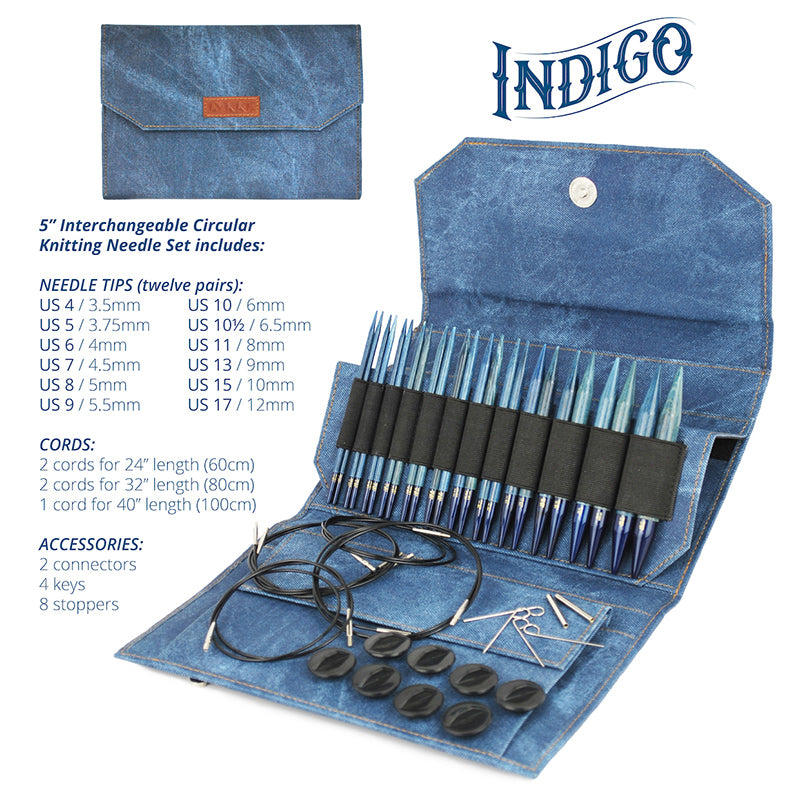 INDIGO 5'' Interchangeable Circular Needles Set