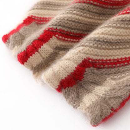 Stripe Cable Cashmere Beanie